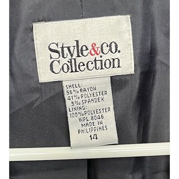 Style & Co Collection | Gray Topstitch Blazer Jacket Size 14 Shoulder Pads - Picture 3 of 5